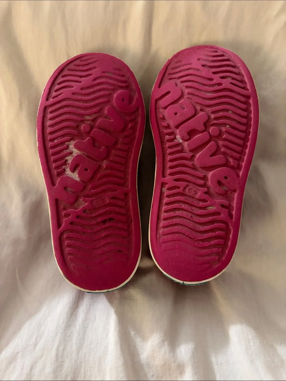 Native Kids Slip-On Water Shoes in Magenta with Cream Toecaps
